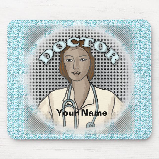 Retro black female doctor  mouse pad (Front)