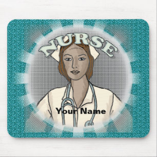 Retro Black Female Nurse Mouse Pad