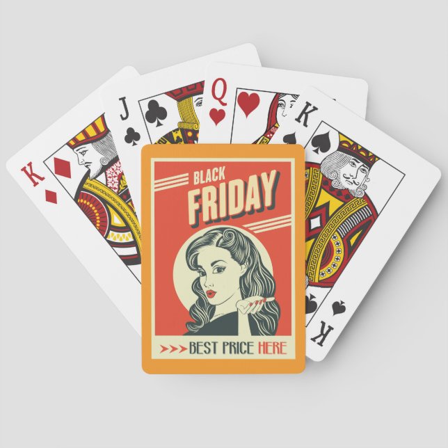 Retro Black Friday Pop Art Pin-Up Girl Playing Cards (Back)