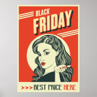 Retro Black Friday Pop Art Pin-Up Girl