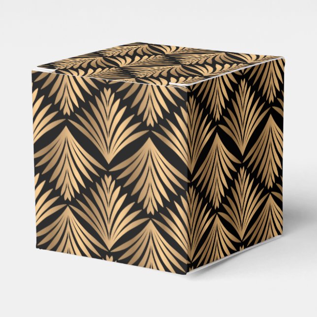 Retro Black Gold Art Deco Gatsby Wedding Party Favour Box (Front Side)