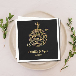 Retro Black & Gold Disco Wedding Decor Napkins