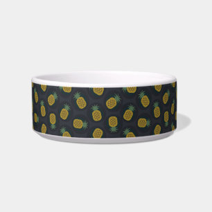 Retro black gold pineapple patterns monogram bowl