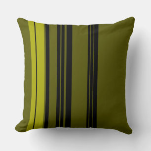 Retro Black Green Stripes #2 Cushion