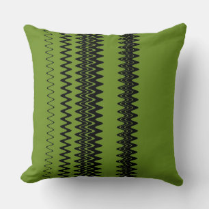 Retro Black Green Stripes Cushion
