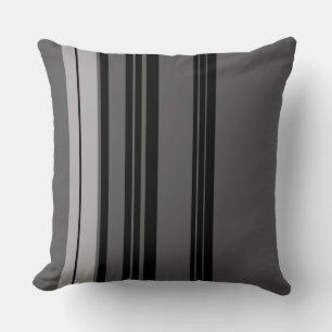 Retro Black Grey Stripes Cushion