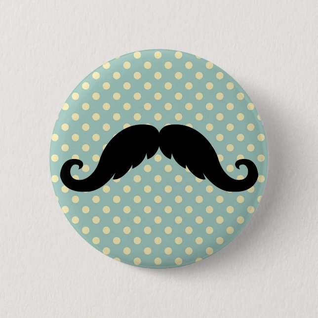 Retro Black Handlebar Moustache Moustache 6 Cm Round Badge (Front)
