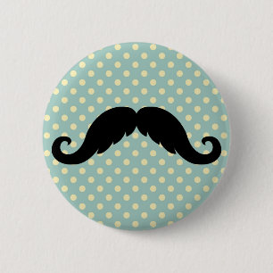 Retro Black Handlebar Moustache Moustache 6 Cm Round Badge