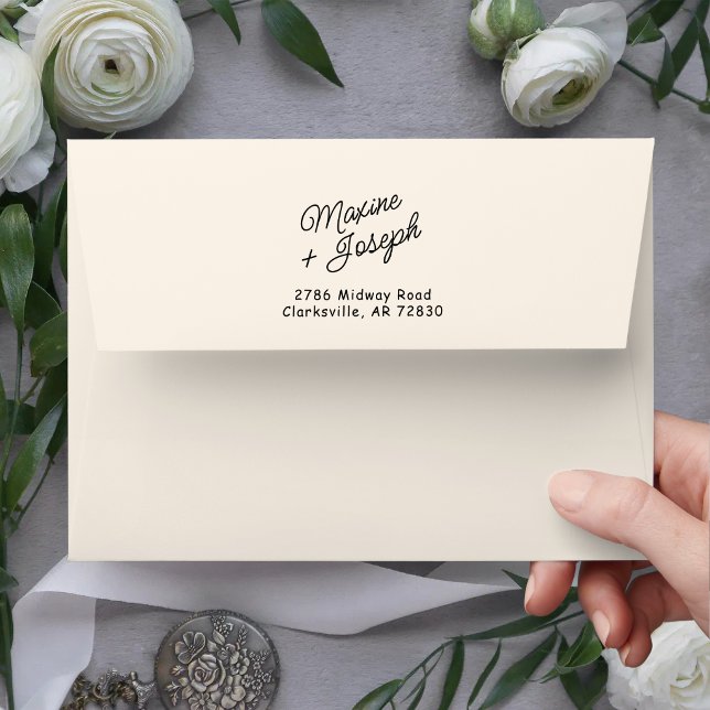 Retro Black & Ivory Hand Drawn Bow Wedding Envelope (Retro black and ivory bow wedding envelope creates an elegant first impression.)