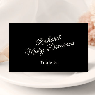 Retro Black & Ivory Wedding Guest Name Place Card
