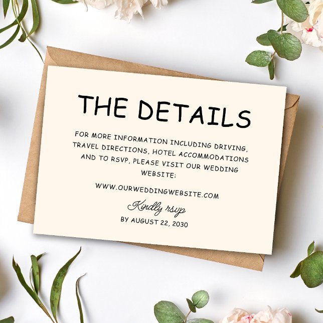 Retro Black & Ivory Wedding Information Enclosure Card (Retro black and ivory wedding information card shares details with timeless charm.)