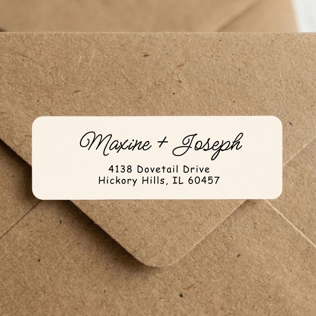 Retro Black & Ivory Wedding Return Address Label (Retro black and ivory return address label adds vintage style to wedding mail.)
