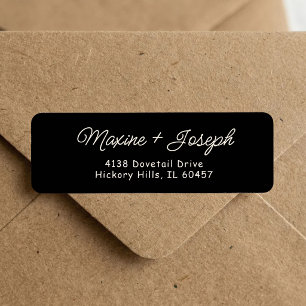 Retro Black & Ivory Wedding Return Address Label