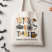 Retro Black Kids Halloween Trick Or Treat Tote