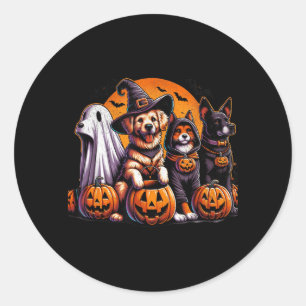 Retro Black Labrador Dog Halloween Pumpkin Classic Round Sticker