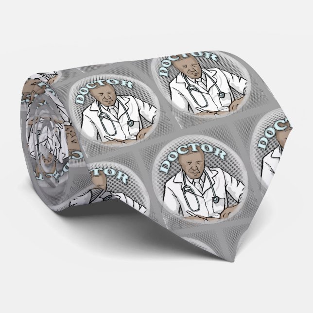 Retro Black Male Doctor Tie (Rolled)