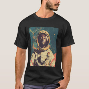 Retro Black Man Astronaut Exploring Outer Space Su T-Shirt