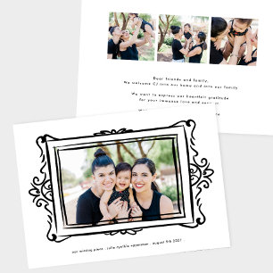 retro black modern doodle photo frame Adoption Announcement