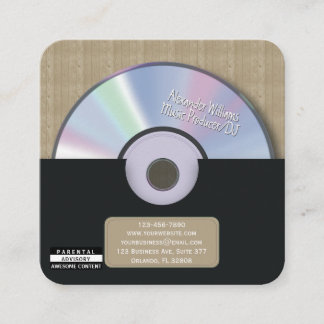 Retro Black Music Producer CD DJ Square Business Card