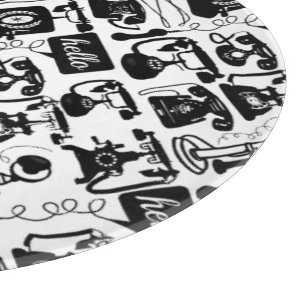 Retro Black or any colour & White Telephone Patter Cutting Board