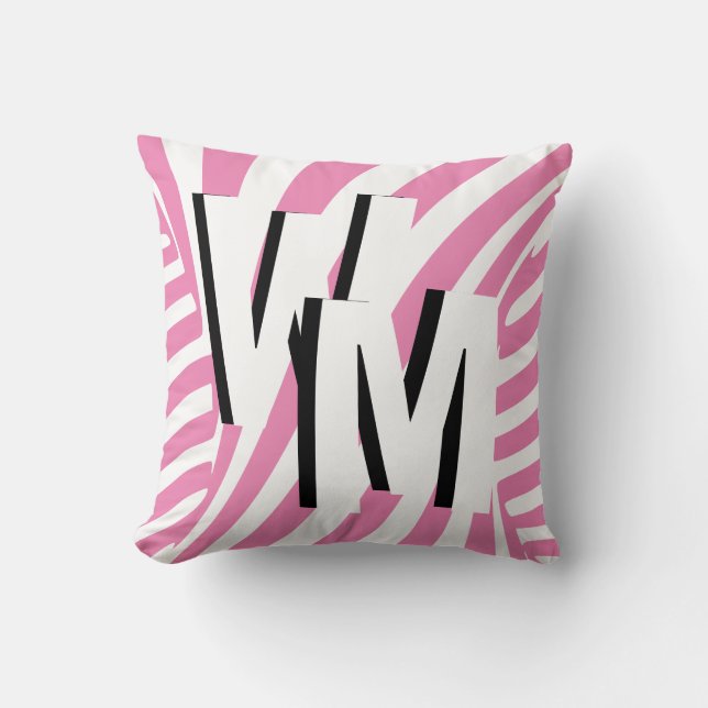 Retro Black Pink Reversible Psychedelic Spiral Cushion (Front)