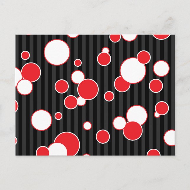 Retro Black Red and White Pattern Postcard (Front)