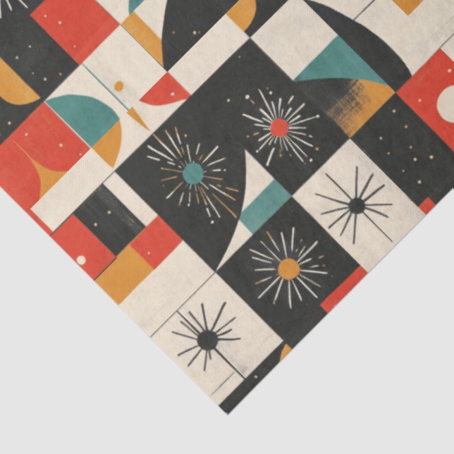 Retro Black Red Green Christmas Decoupage Tissue Paper (Detail)
