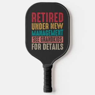 Retro Black Rustic Letter Retired Grandparents Pickleball Paddle