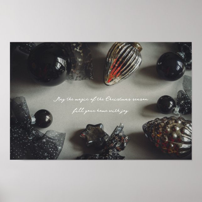 Retro Black Silver Christmas Decorations (Front)