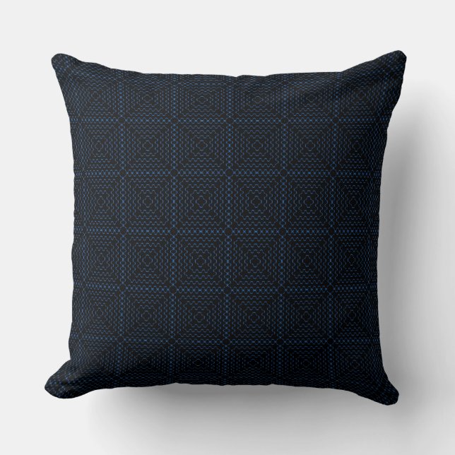 Retro Black Squares Pattern Cushion (Front)