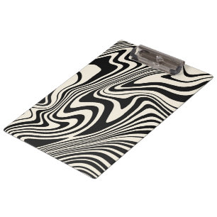 Retro Black Swirl Abstract Pattern Clipboard