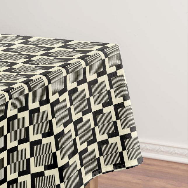 Retro Black & Tan Pattern Tablecloth (In Situ)