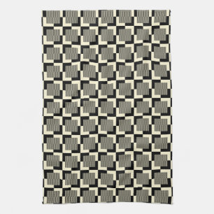 Retro Black & Tan Pattern Tea Towel