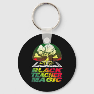 Retro Black Teacher Magic Shirt Black Educator Shi Key Ring