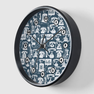 Retro Black Telephone Pattern Wall Clock