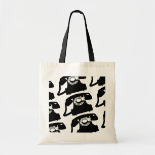 retro black telephone tote bag