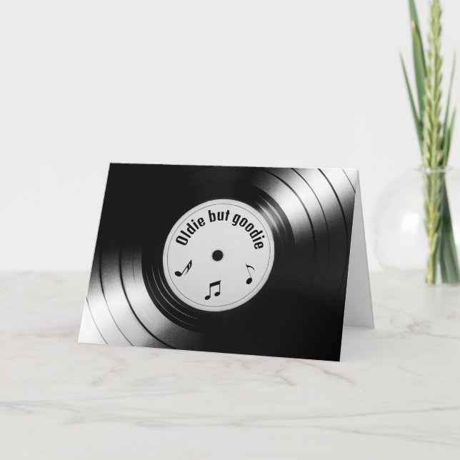 Retro Black Vinyl LP Record For Birthday Card (Front)