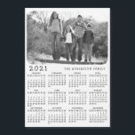 Retro Black White 2021 Calendar Family Name Photo<br><div class="desc">If you are looking for the unique retro style black and white 2021 photo calendar magnet for the fridge, then try this template. It's easy to personalise and customise with a custom photo and family name. Even the colourful picture becomes black and white (click "Personalise this template" and change the...</div>