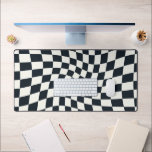 Retro Black White Checked Warped Chequered  Desk Mat<br><div class="desc">Retro psychedelic modern chequered black and white desk mat</div>