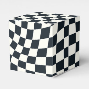 Retro Black White Checked Warped Chequered  Favour Box