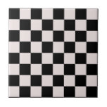 Retro Black White Checks Chequerboard Pattern   Ceramic Tile<br><div class="desc">Cool fresh chequered pattern design,  modern interior design decor for home,  living room,  nursery room,  kids room. Chequered colourful curtains,  rug,  phone case. Chequered 70s and 60s trend design idea. Black and white checkers</div>
