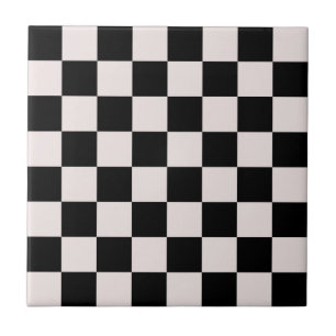 Retro Black White Checks Chequerboard Pattern   Ceramic Tile