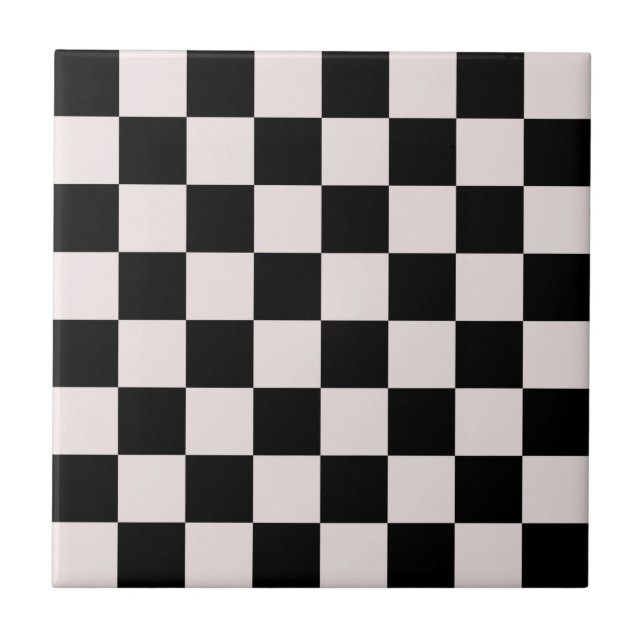 Retro Black White Checks Chequerboard Pattern   Ceramic Tile (Front)