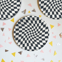 Retro Black White Checks Warped Chequerboard