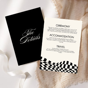 Retro black & white chequered The details Wedding Invitation