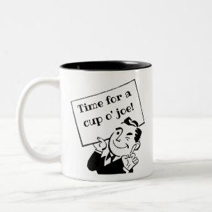 Retro black & white coffee time Two-Tone coffee mug