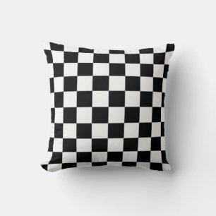 Retro Black/White Contrast Chequerboard Pattern Cushion