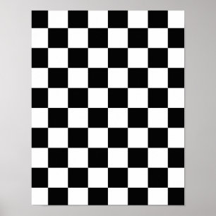 Retro Black/White Contrast Chequerboard Pattern Poster