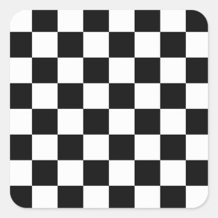 Retro Black/White Contrast Chequerboard Pattern Square Sticker