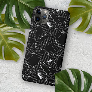 Retro Black White Cool Computer Circuit Board iPhone 16 Pro Max Case